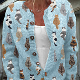 Graziella™ | Cardigan with Cat Print and Comfortable Fit