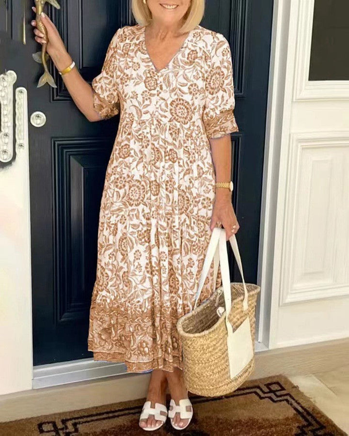 Keisha | Graceful V-Neck Floral Maxi Dress