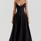 Nyssa | Full Pleated Romantic Silhouette Boned Corset Midi Dress