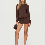Noa | Long Sleeve Open Back Mini Dress