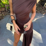 Ardelya | Asymmetrical One-Shoulder Draped Mini Dress