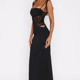 Amelie | Sheer Lace Bodice Cut-Out Maxi Dress