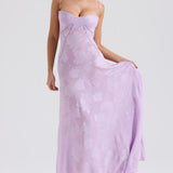 Adelle | Floral Jacquard Lace-Up Maxi Dress