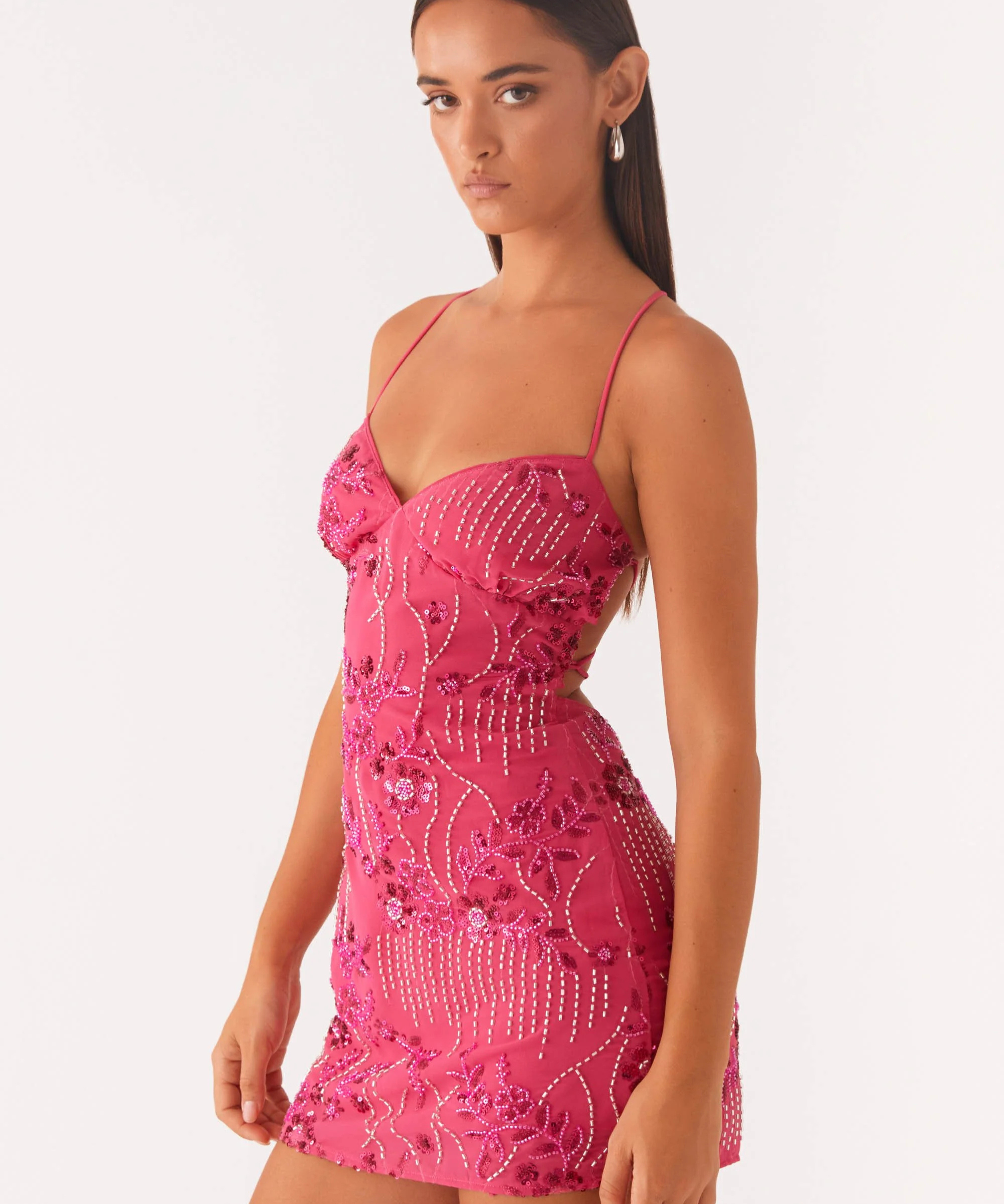 Cami | Shimmering Floral Beaded Sequin Mini Dress