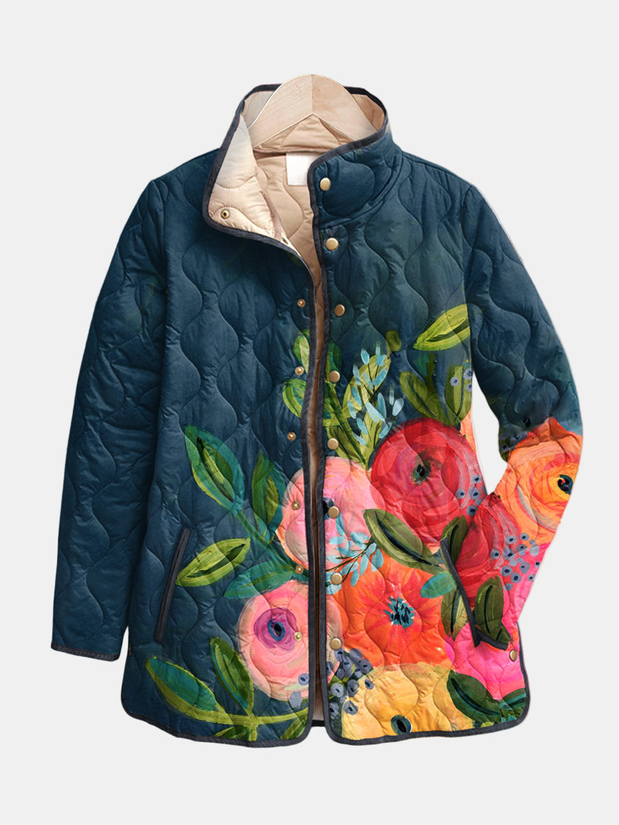 Camille | Quilted jacket with painted flowers