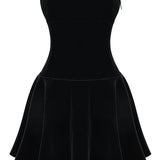 Marilla | Plush Black Velvet Strapless Mini Dress