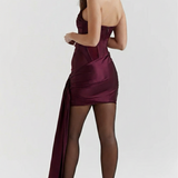 Aveline | Satin Finish Double-Layered Mini Dress