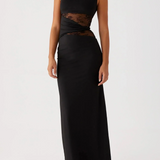 Flux | Lace Cutout Waist Black Maxi Dress