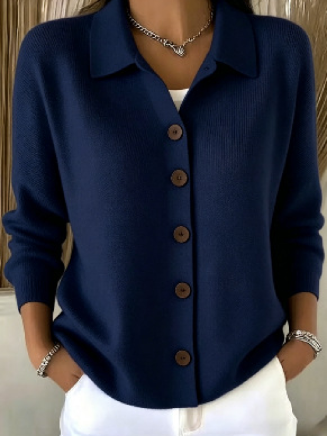 Gentle Collar Button Jumper