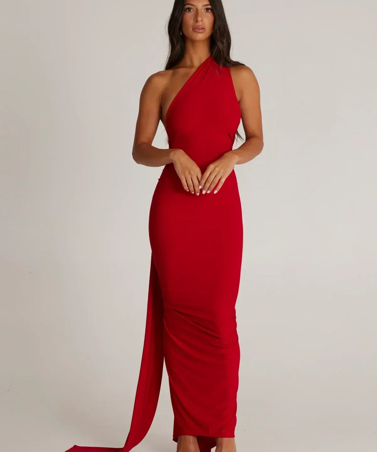 Tina | Versatile Sash One-Shoulder Grecian Maxi Dress