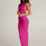 Tina | Versatile Sash One-Shoulder Grecian Maxi Dress