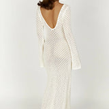 Kelsey | Breezy Flared Sleeve Open-Knit Maxi Dress
