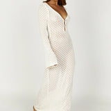 Kelsey | Breezy Flared Sleeve Open-Knit Maxi Dress
