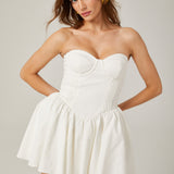 Mireille | White Off-the-Shoulder Bustier Mini Dress