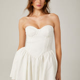 Mireille | White Off-the-Shoulder Bustier Mini Dress