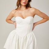 Mireille | White Off-the-Shoulder Bustier Mini Dress
