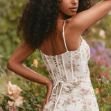 Flaws | Floral Lace Corset Bodycon Maxi Dress