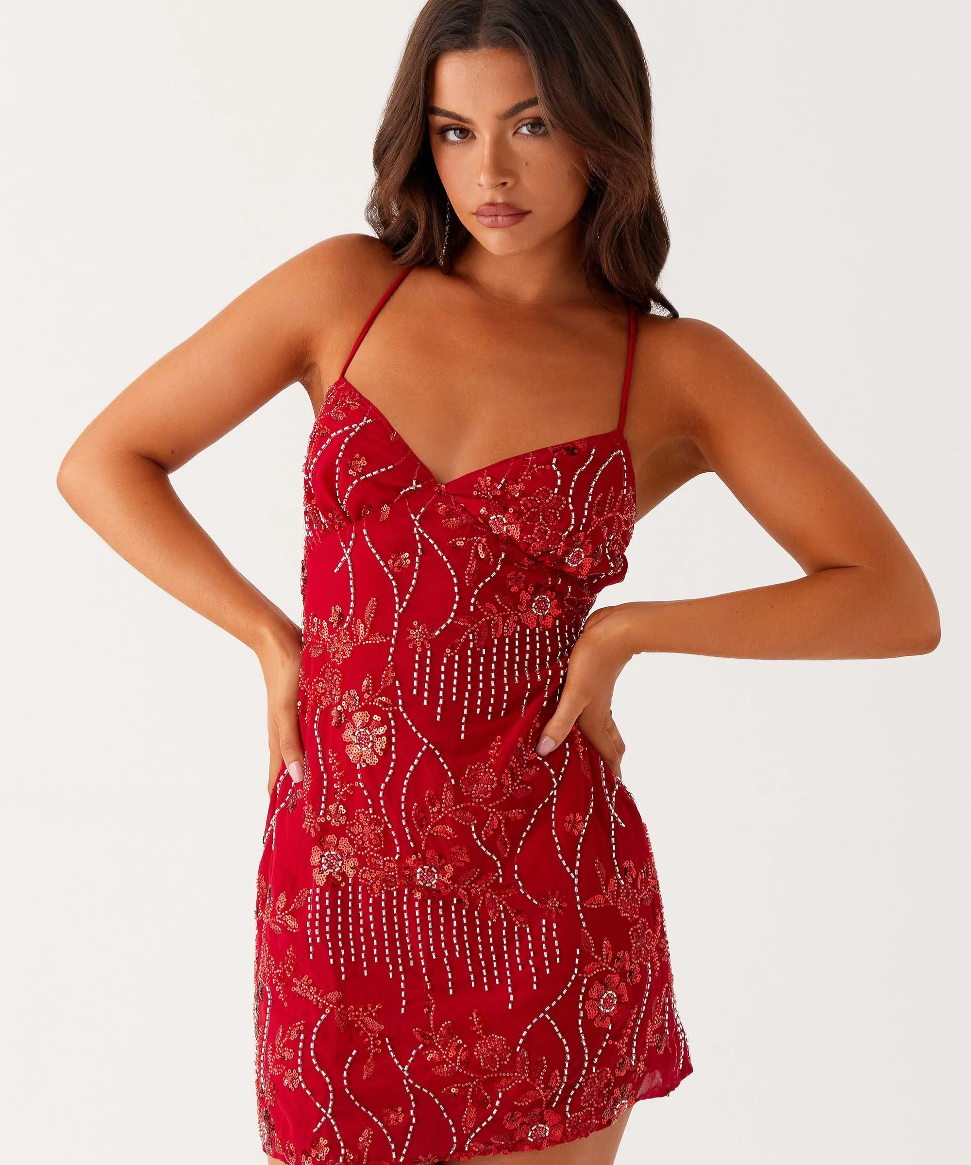 Cami | Shimmering Floral Beaded Sequin Mini Dress