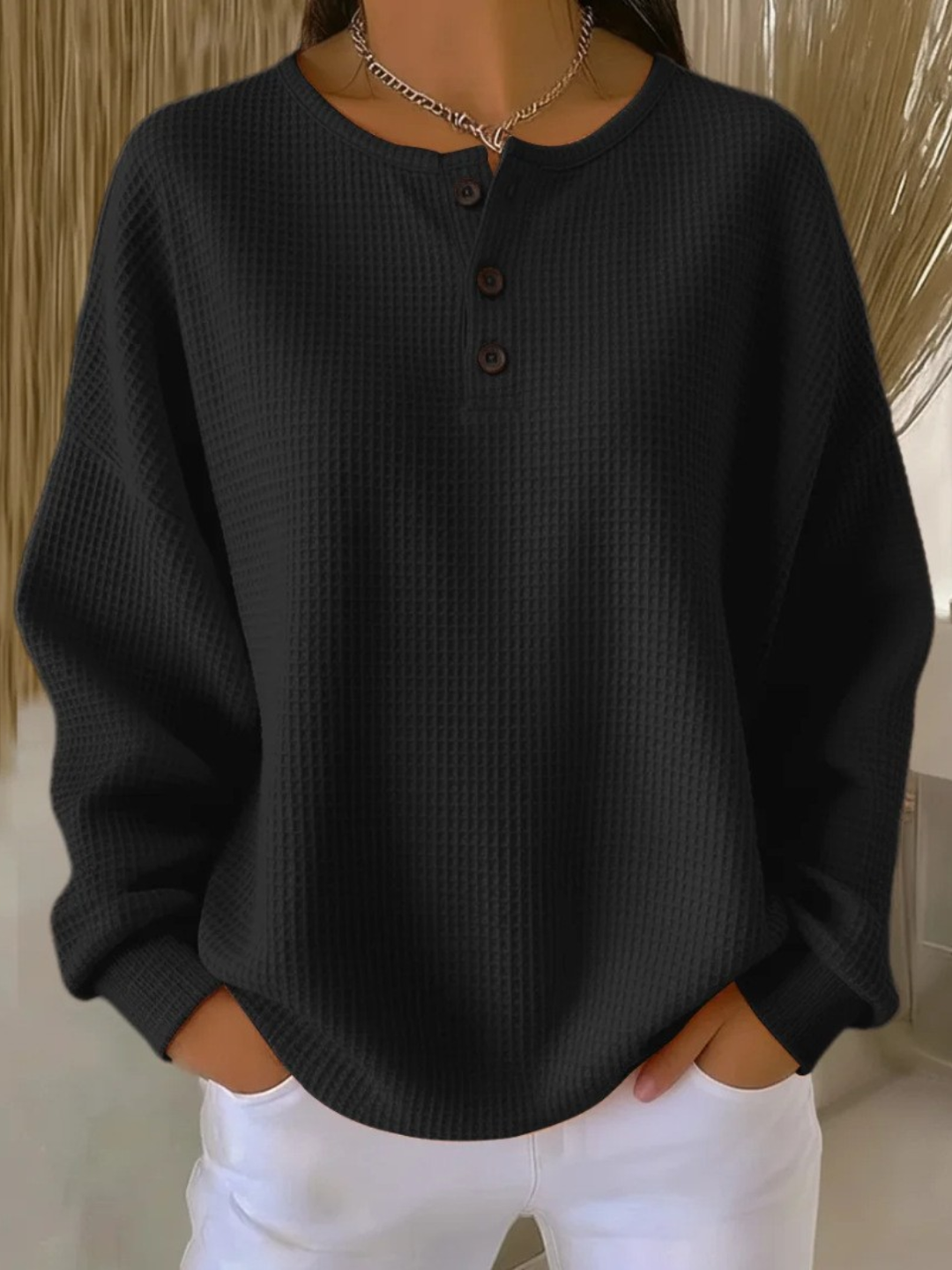 Soft Structured Button Sweater