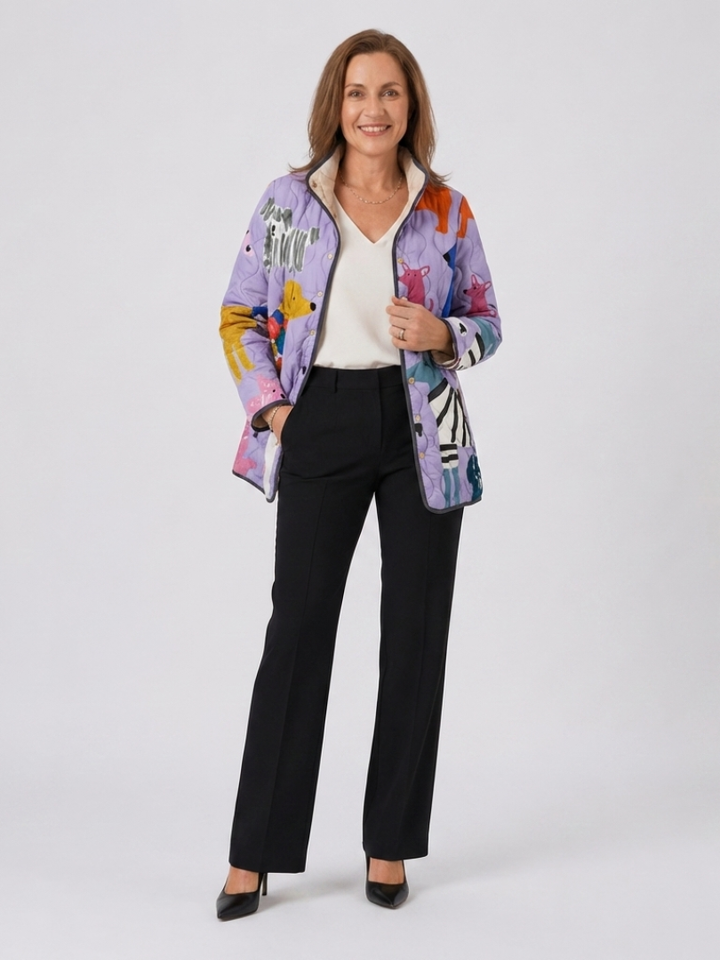 Michèle | Quilted Jacket with Small Dogs