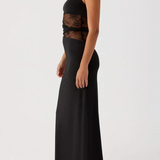 Flux | Lace Cutout Waist Black Maxi Dress