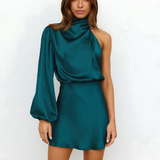 Veloura | Lustrous One-Shoulder Satin Bodycon Dress