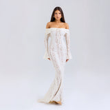 Lissy | Bell Sleeve Lace Off-Shoulder Maxi Dress