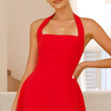 Elise | Structured A-Line Sculpting Halter Mini Dress