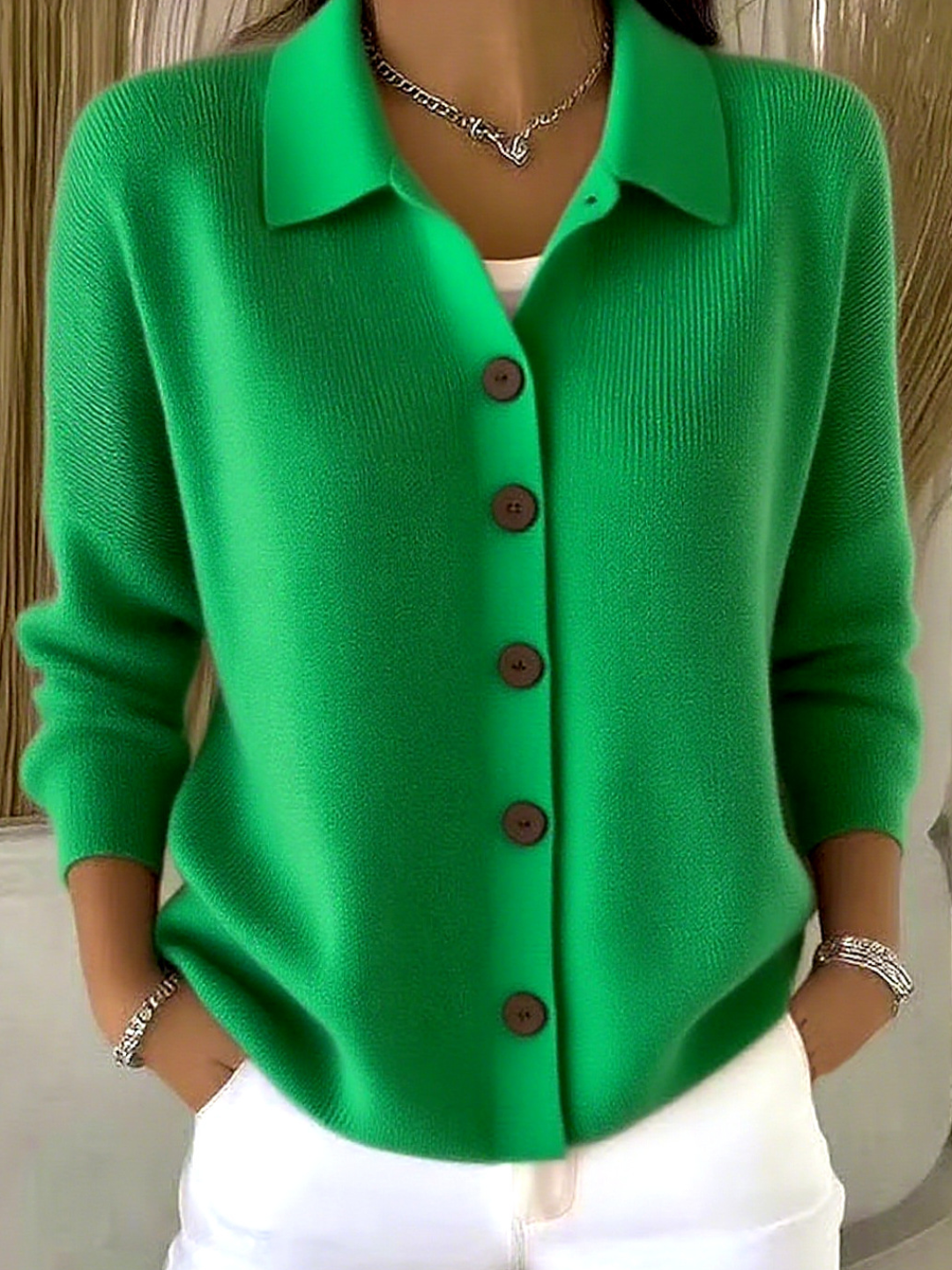 Gentle Collar Button Jumper