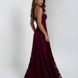 Sofia | Spaghetti Strap Straight Neckline Floral Lace Maxi Dress