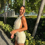 Senna | Beaded Hem Draped Fringe Mini Dress
