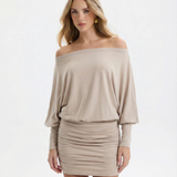 Sola | Ruched Mini Dress Draped Relaxed Top & Fitted Skirt