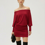 Sola | Ruched Mini Dress Draped Relaxed Top & Fitted Skirt