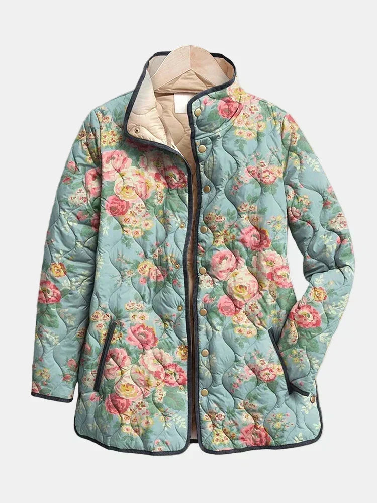 Mathilde | Quilted Jacket with Celadon Green Roses