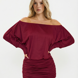 Sola | Ruched Mini Dress Draped Relaxed Top & Fitted Skirt