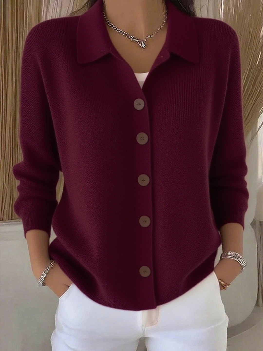 Gentle Collar Button Jumper