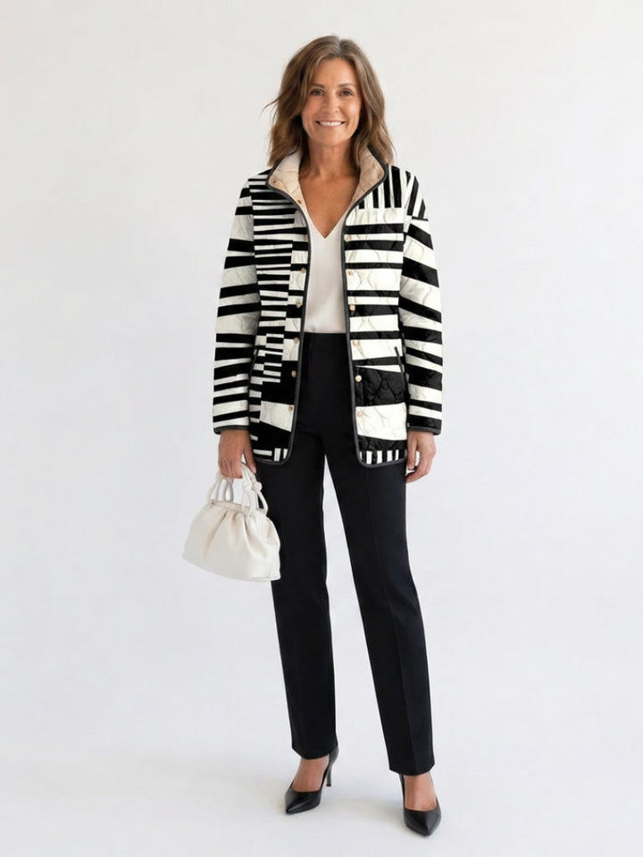 Véronique | Quilted Jacket with Graphic Stripes