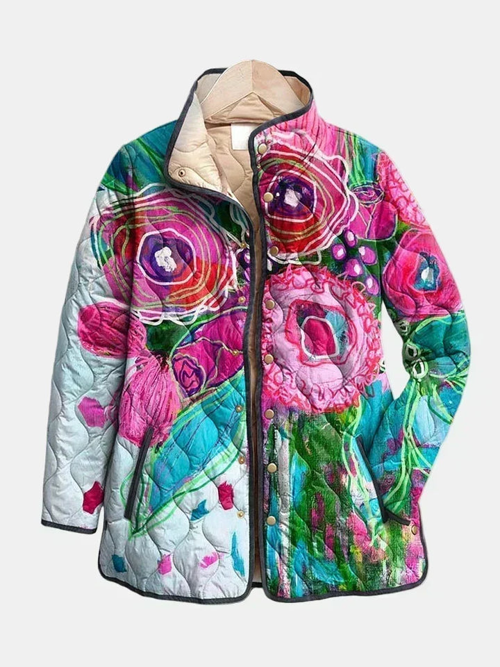 Lucie | Quilted Jacket with Watercolour Flowers