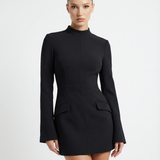 Cherry | High Neck Flare Cuff Sculpted Mini Dress