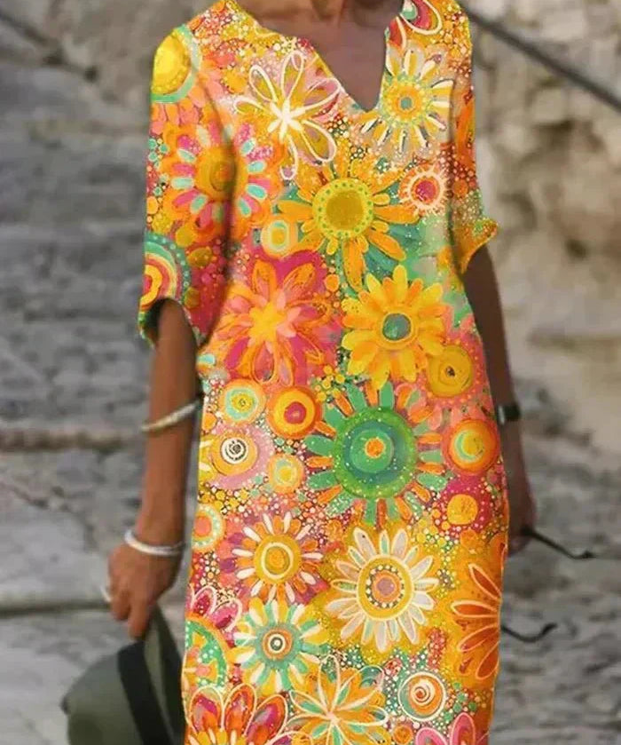 Nira | Vibrant Floral Midi Dress