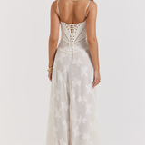 Sharon | Floral Embroidered Bodycon Maxi Dress