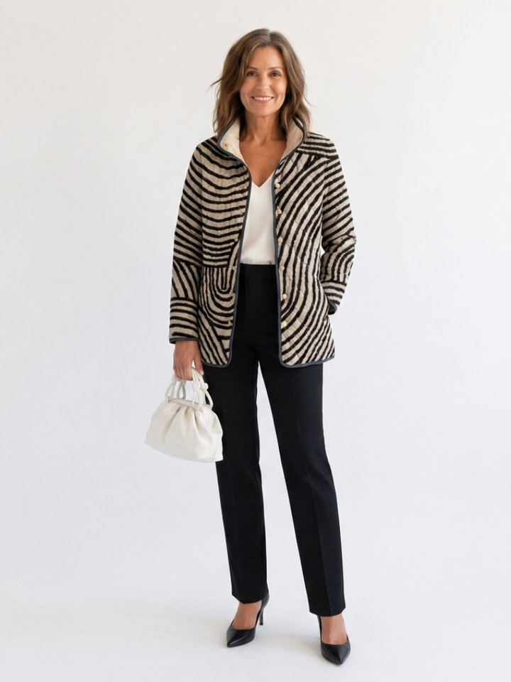 Léa | Quilted Jacket with Graphic Circle Pattern