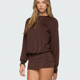 Noa | Long Sleeve Open Back Mini Dress