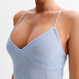 Trice | Lace-Up Open Back V-Neck 3D Floral Knit Maxi Dress