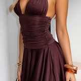 Marlene | Ruched Halter Mini Dress