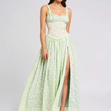 Louisa | Ethereal Floral Ruched Maxi Dress with High Slit