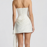 Lux | Draped Halter Asymmetric Sash Corset Mini Dress