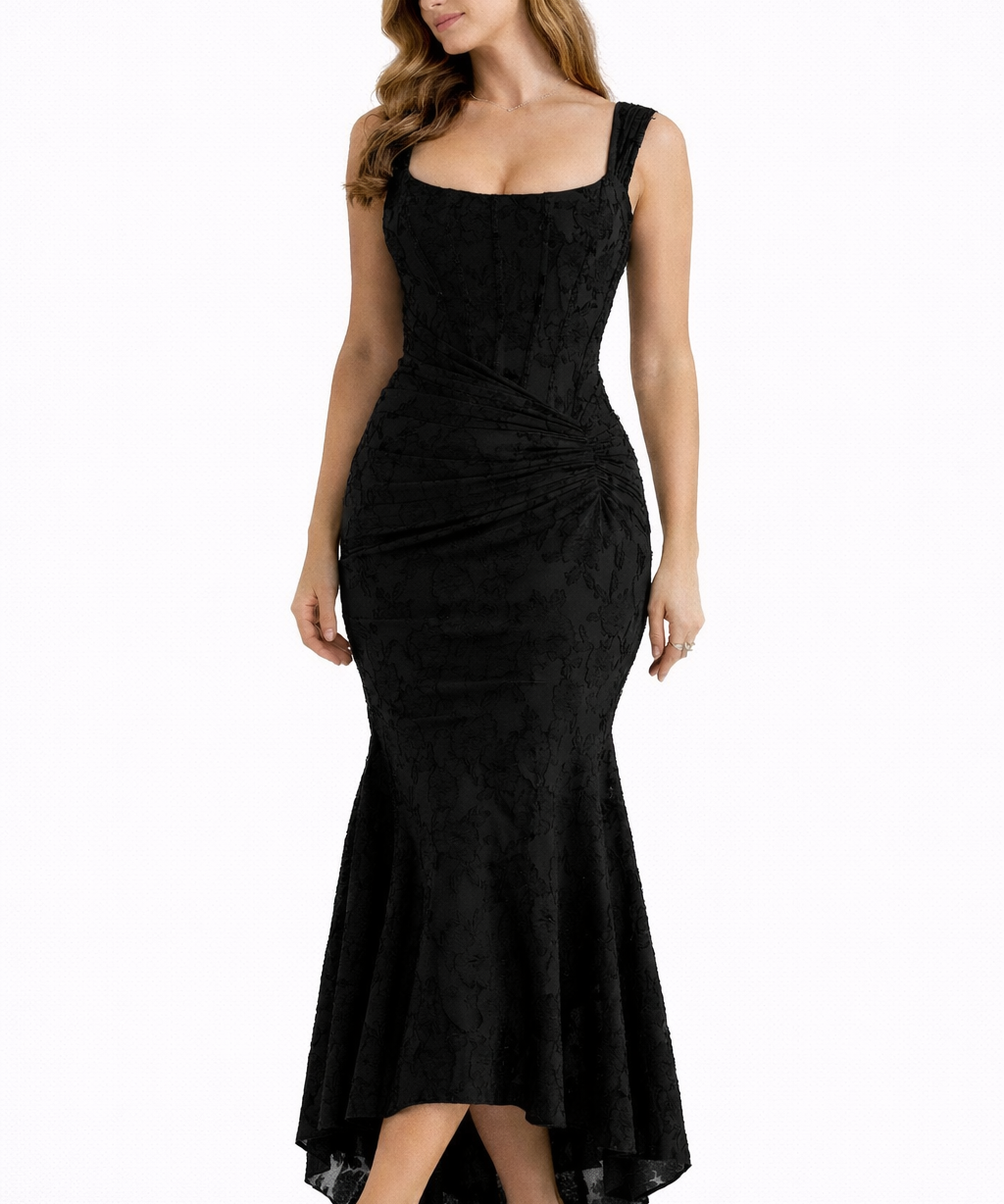 Cleo | Bias-Cut Luminous Cowl Neck Midi Dress