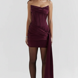 Aveline | Satin Finish Double-Layered Mini Dress