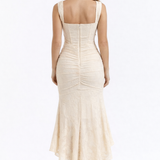 Cleo | Bias-Cut Luminous Cowl Neck Midi Dress